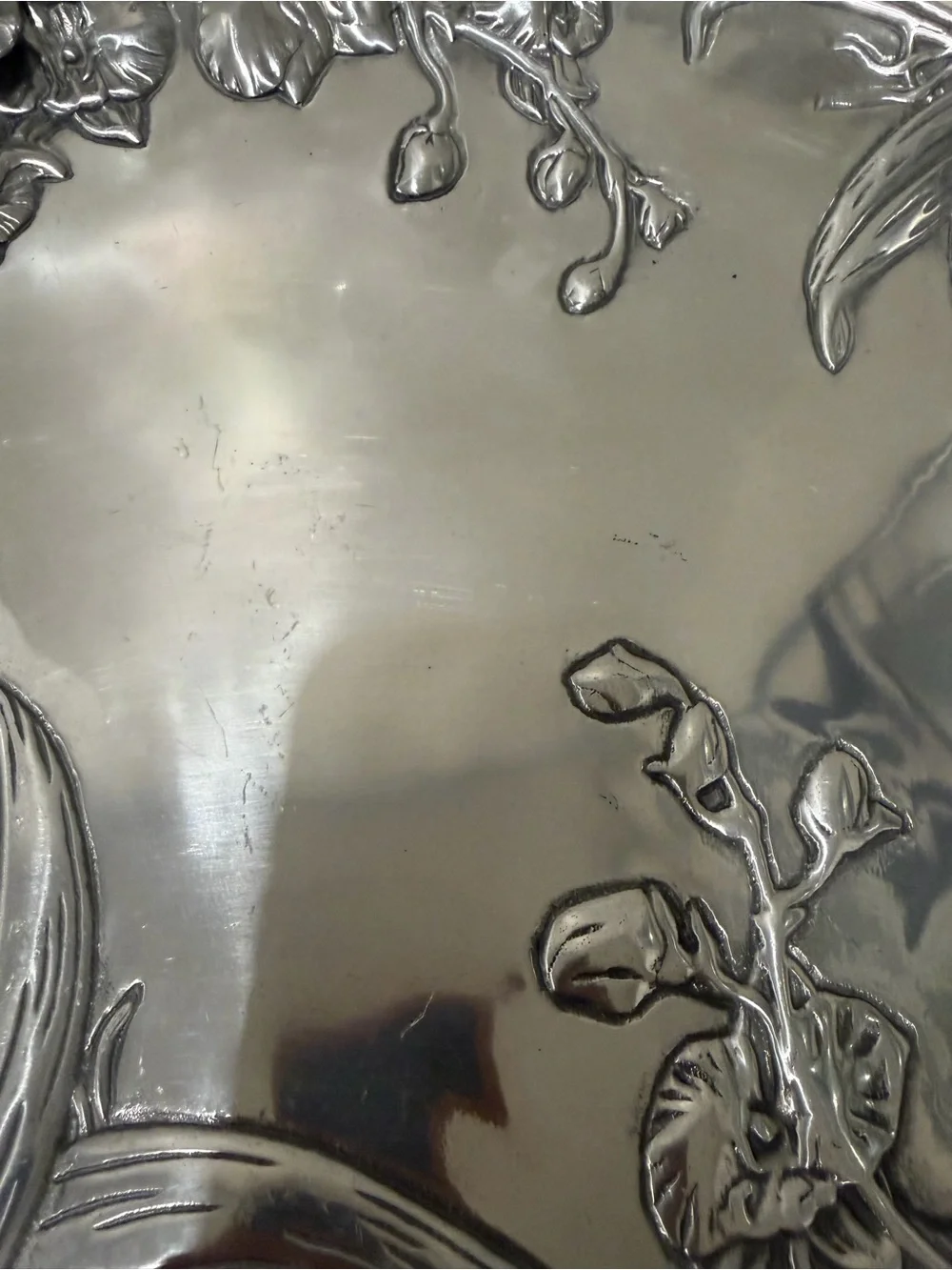 RARE Vintage 2004 ARTHUR COURT ALUMINUM ORCHID FLORAL PLATTER SERVING TRAY 13